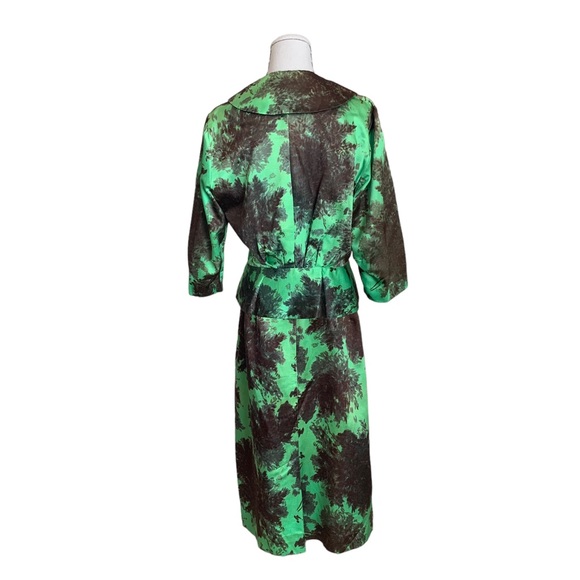 Vintage 40s 50s Dotti Original Green Floral 2 pc Suit Jacket & Skirt Set - Picture 7 of 14